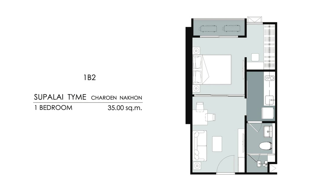 ภาพแปลนของ ศุภาลัย ธาม เจริญนคร : 1 Bedroom (1B2 35 ตรม) รูปที่ 1