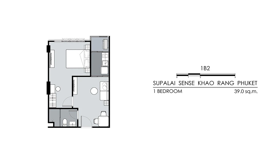 ศุภาลัย เซนส์ เขารัง ภูเก็ต : 1 Bed 1B2 的蓝图 1