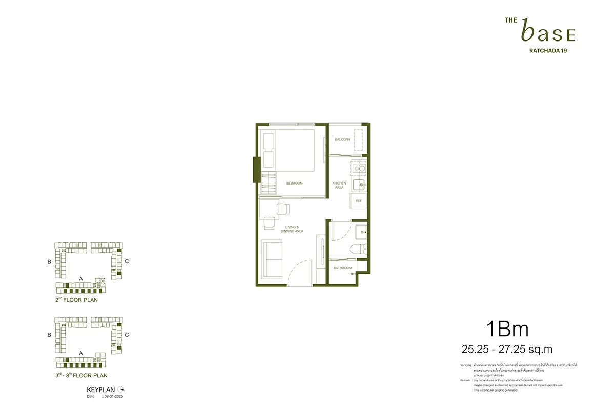 ภาพแปลนของ เดอะ เบส รัชดา 19 : TYPE 1BM รูปที่ 1