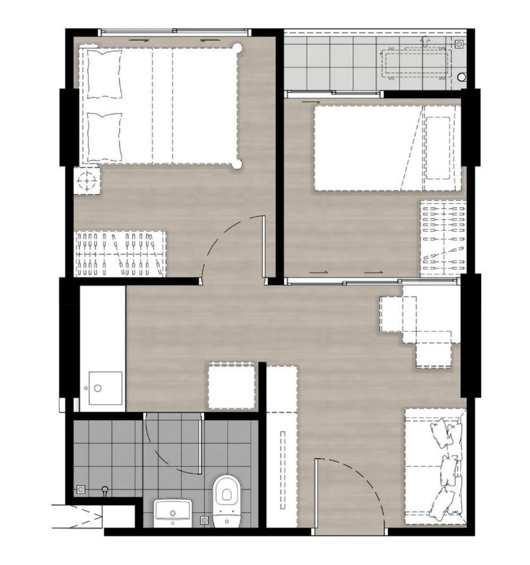 ภาพแปลนของ พลัมคอนโด พระราม2 : 1 BED + รูปที่ 1