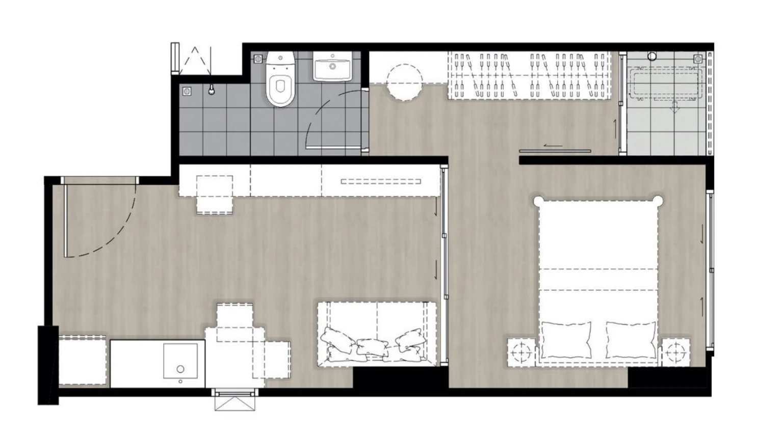 ภาพแปลนของ พลัมคอนโด พระราม2 : 1 BED - 3 รูปที่ 1