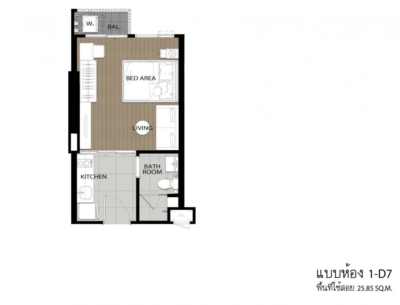 ภาพแปลนของ เดอะ ทรี พัฒนาการ - เอกมัย : 1 BED 1-D7 รูปที่ 1