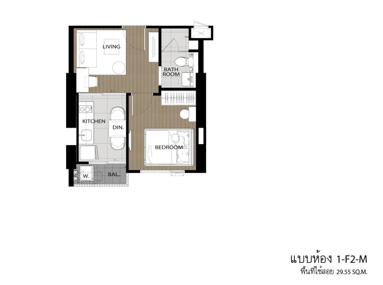 ภาพแปลนของ เดอะ ทรี พัฒนาการ - เอกมัย : 1 BED 1-F2-M รูปที่ 1