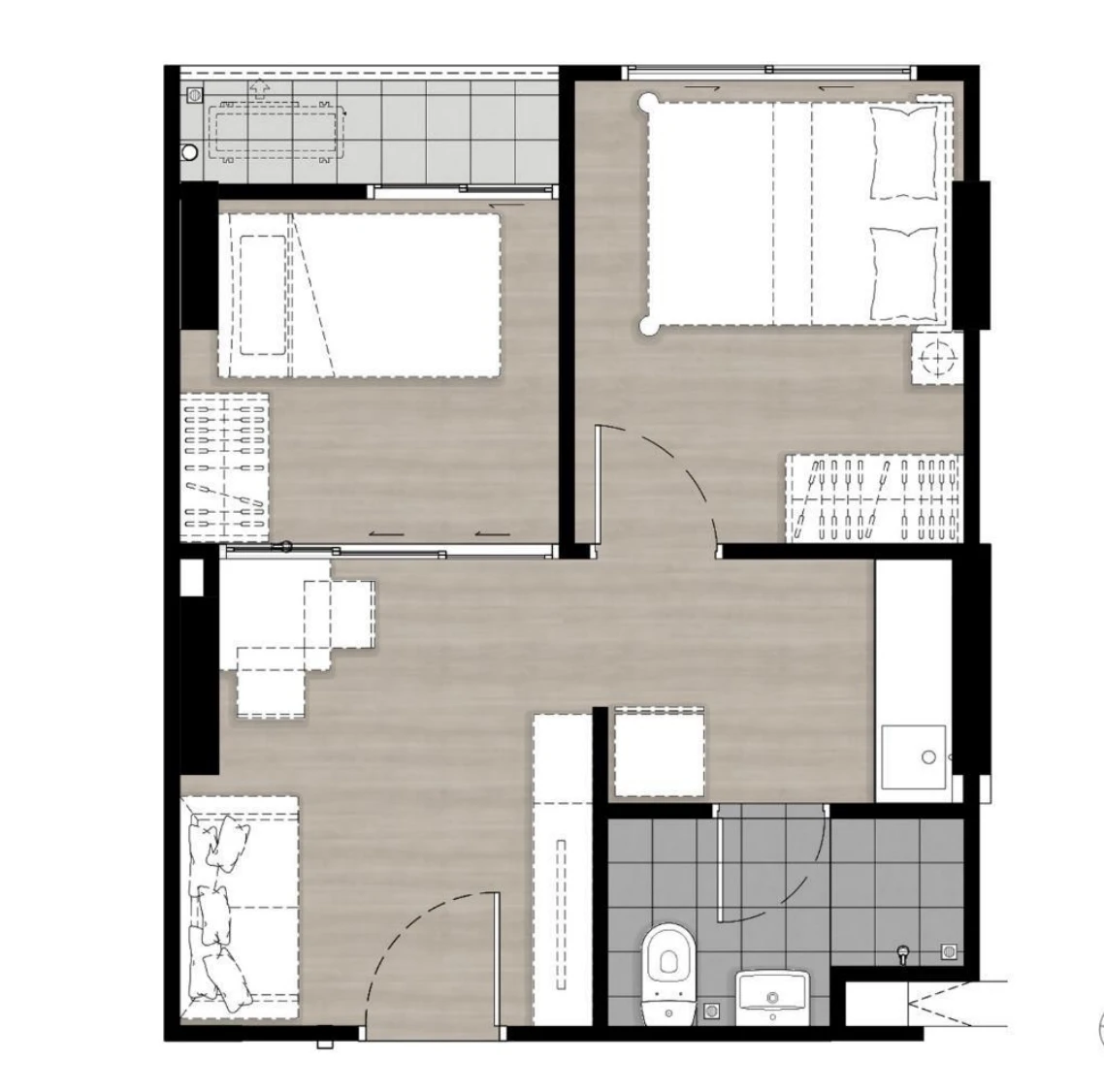 พลัมคอนโด พระราม2 : 1 BED + M's plan image at 1