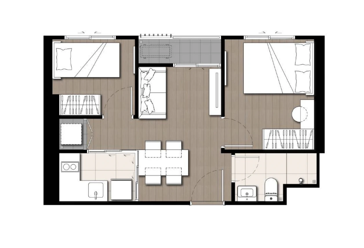 ภาพแปลนของ เดอะ ไพรเวซี่ พาร์ค เตาปูน : 1 BED + 1-M รูปที่ 1