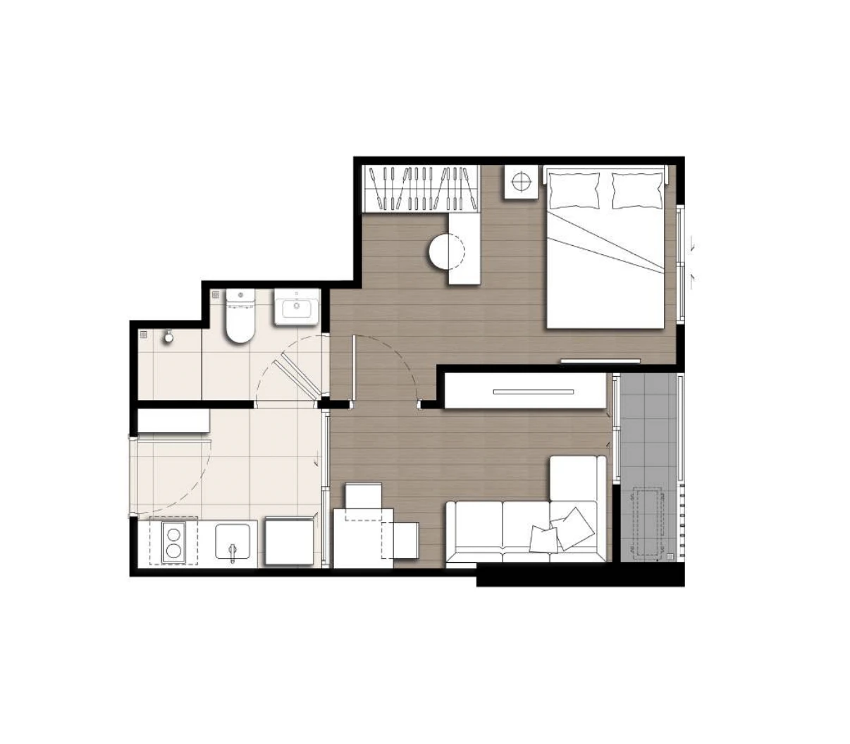 ภาพแปลนของ เดอะ ไพรเวซี่ พาร์ค เตาปูน : 1 BED 2 รูปที่ 1