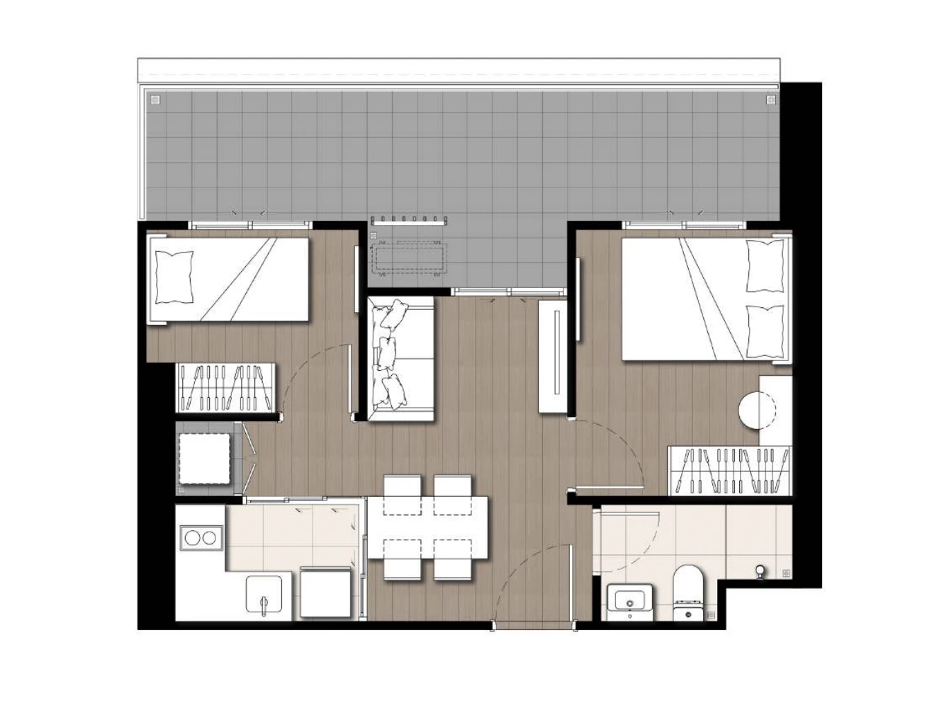 ภาพแปลนของ เดอะ ไพรเวซี่ พาร์ค เตาปูน : 1 BED + 2-M รูปที่ 1