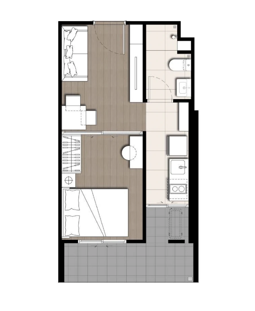 ภาพแปลนของ เดอะ ไพรเวซี่ พาร์ค เตาปูน : 1 BED 3-M รูปที่ 1