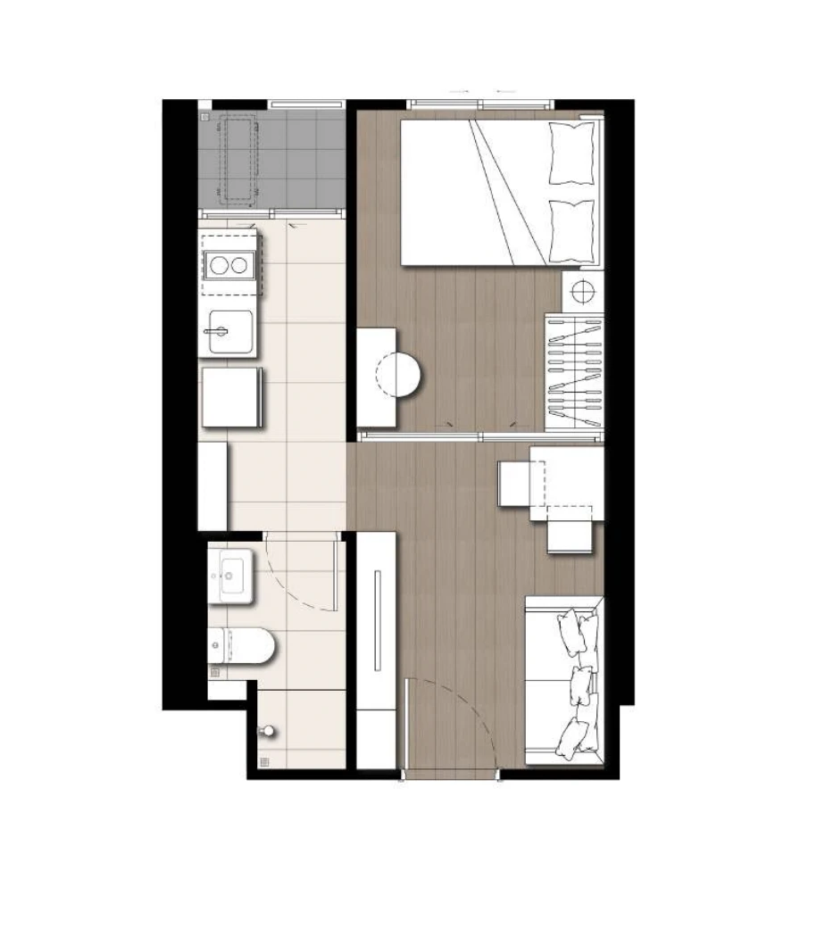 เดอะ ไพรเวซี่ พาร์ค เตาปูน : 1 BED - A's plan image at 1