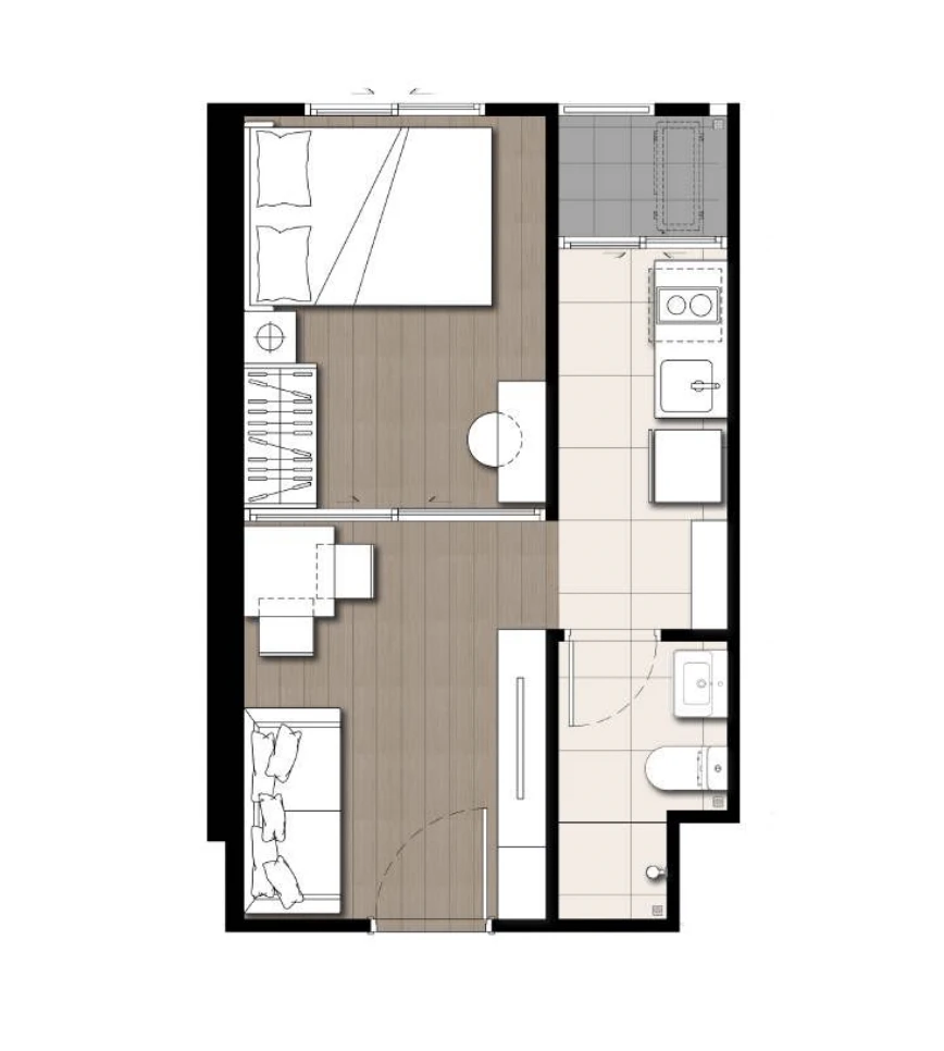 ภาพแปลนของ เดอะ ไพรเวซี่ พาร์ค เตาปูน : 1 BED - B รูปที่ 1