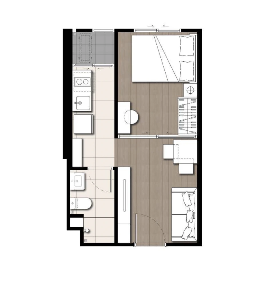 เดอะ ไพรเวซี่ พาร์ค เตาปูน : 1 BED - M's plan image at 1