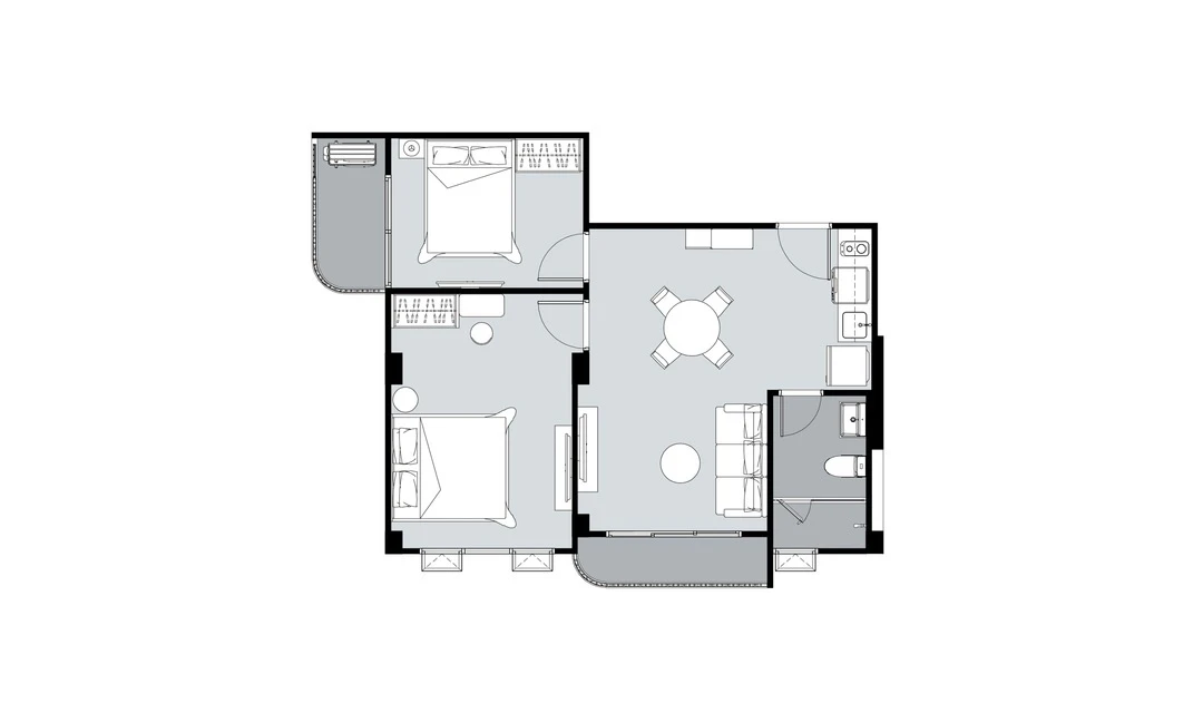 ภาพแปลนของ ศุภาลัย คราม เขาเต่า : 2 BEDROOMS 2A1 รูปที่ 1