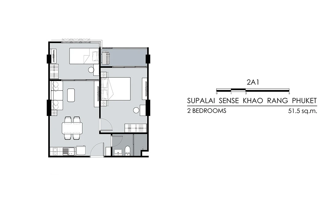 ศุภาลัย เซนส์ เขารัง ภูเก็ต : 2 Bed 2A1's plan image at 1