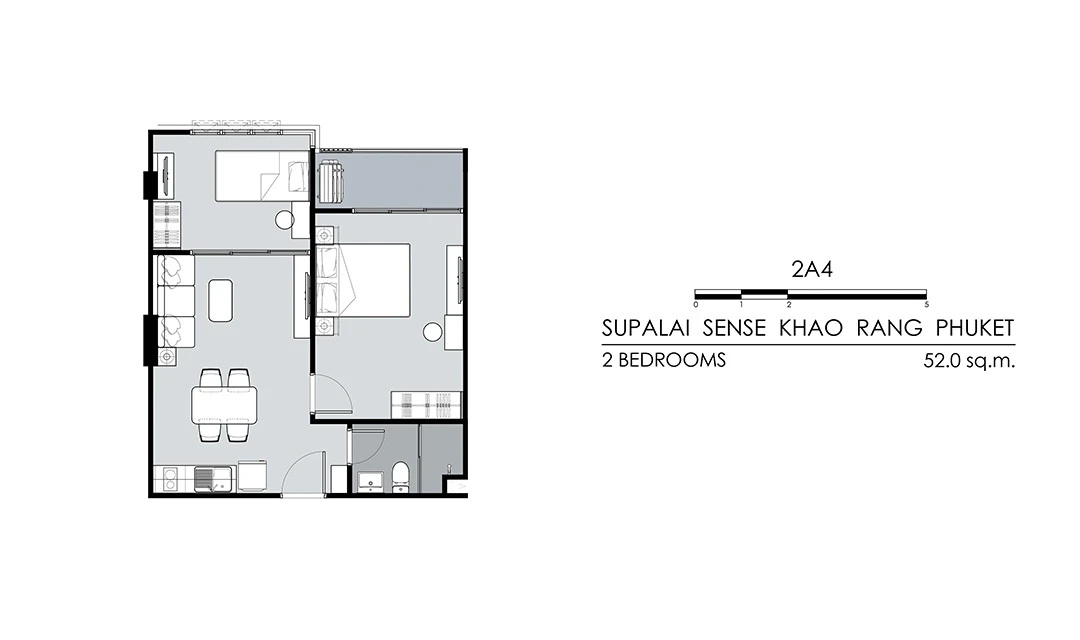 ศุภาลัย เซนส์ เขารัง ภูเก็ต : 2 Bed 2A4 的蓝图 1