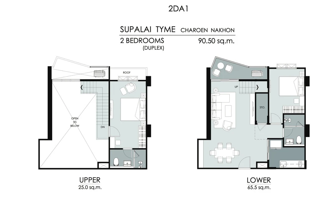 ภาพแปลนของ ศุภาลัย ธาม เจริญนคร : 2 Bed Duplex(2DA1 90.50ตรม) รูปที่ 1