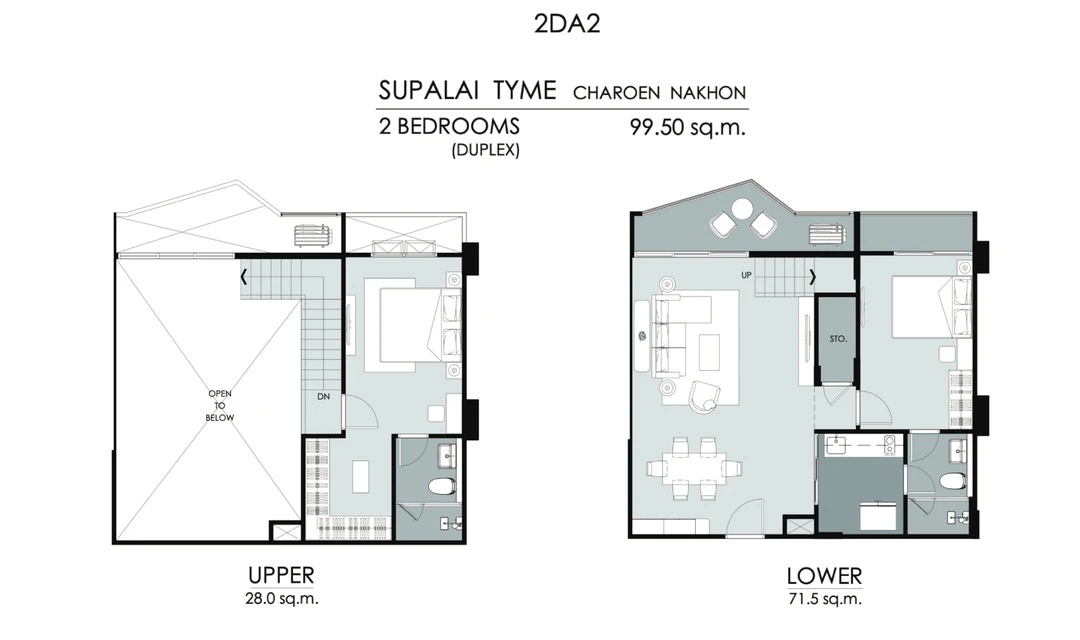 ภาพแปลนของ ศุภาลัย ธาม เจริญนคร : 2 Bed Duplex(2DA2 99.50ตรม) รูปที่ 1