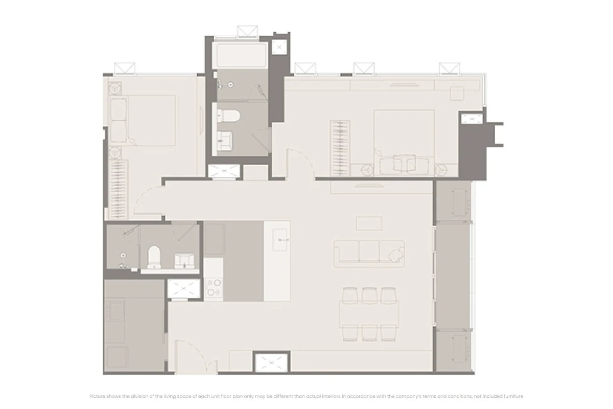 ริธึ่ม เจริญนคร ไอคอนิค : 2 Bedroom E2's plan image at 1