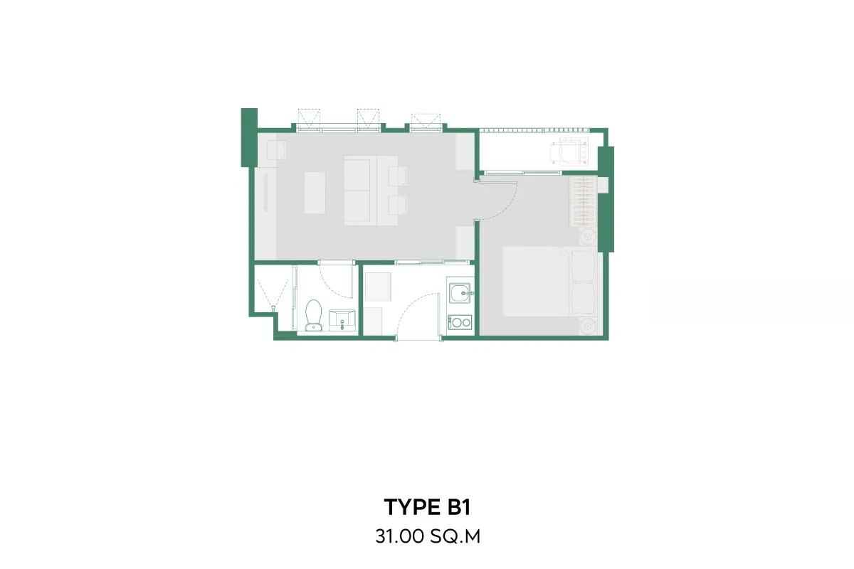 แอสปาย อรุณ พรีเว่ : TYPE B1's plan image at 1