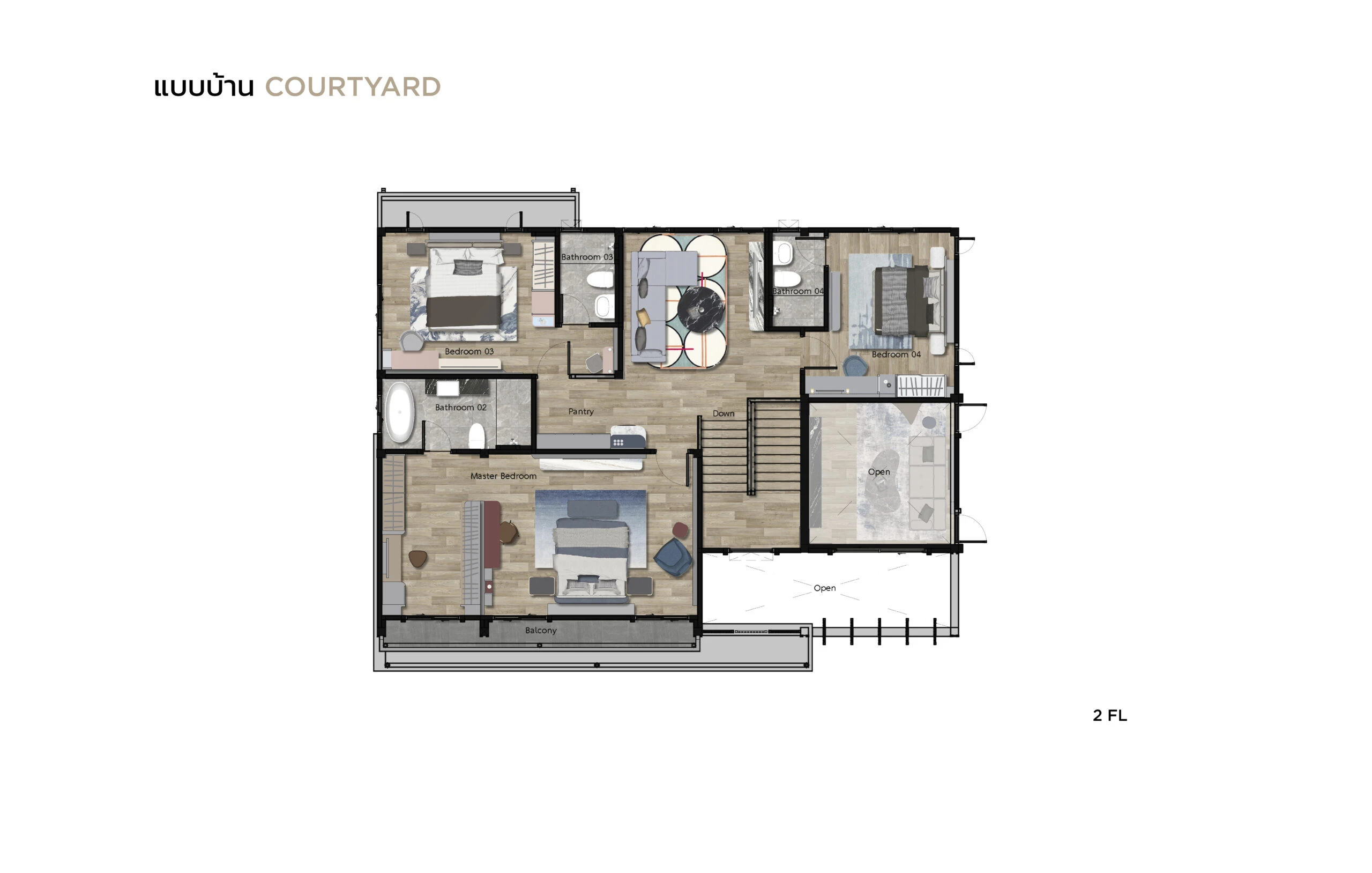 ภาพแปลนของ บ้านเดี่ยว The Pavilion ปิ่นเกล้า-สาย 4: Courtyard รูปที่ 2