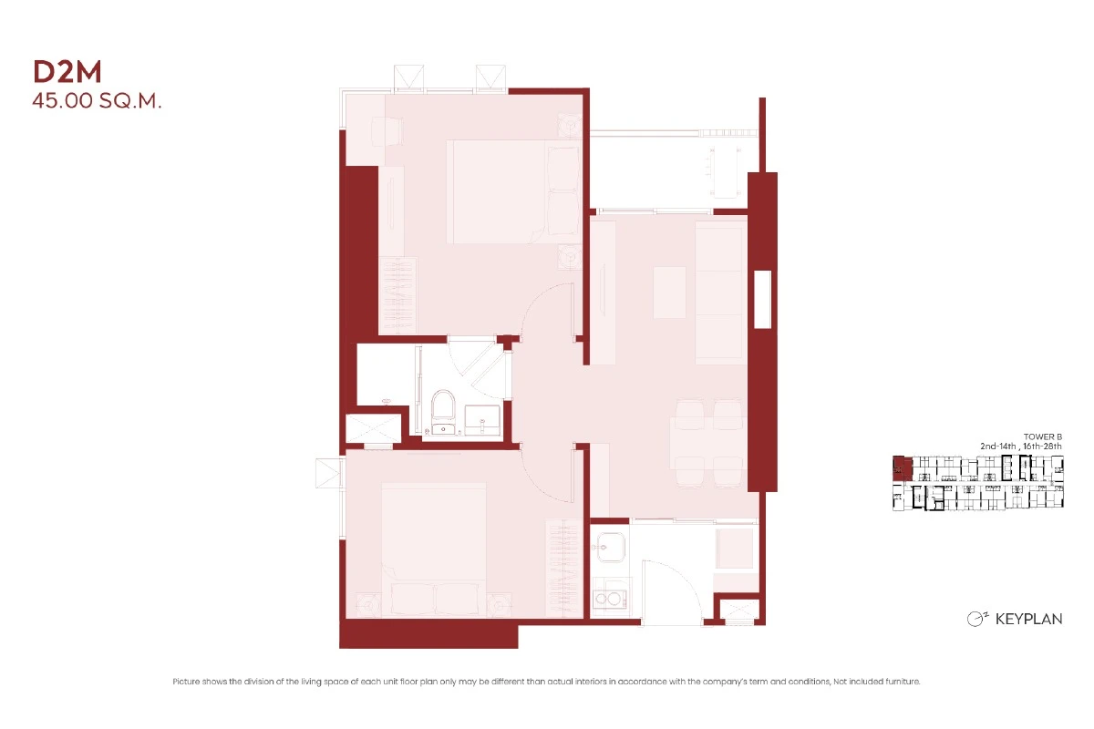 แอสปาย ห้วยขวาง : 2 BED D2M 的蓝图 1