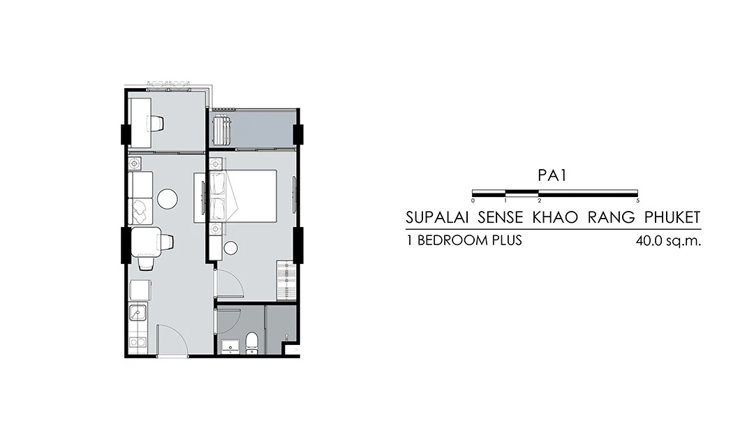 ภาพแปลนของ ศุภาลัย เซนส์ เขารัง ภูเก็ต : 1 Bed + PA1 รูปที่ 1