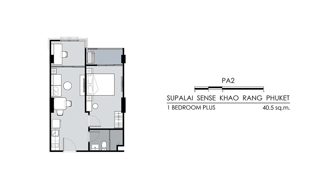 ศุภาลัย เซนส์ เขารัง ภูเก็ต : 1 Bed + PA2's plan image at 1