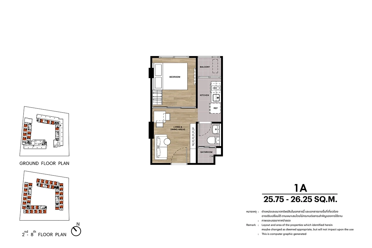 ภาพแปลนของ ดีคอนโด คีรี : TYPE 1A รูปที่ 1