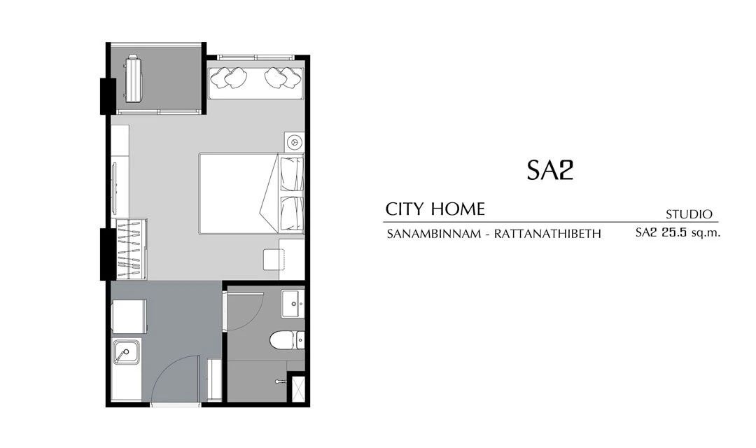 ซิตี้โฮม สนามบินน้ำ - รัตนาธิเบศร์ : STUDIO SA2's plan image at 1