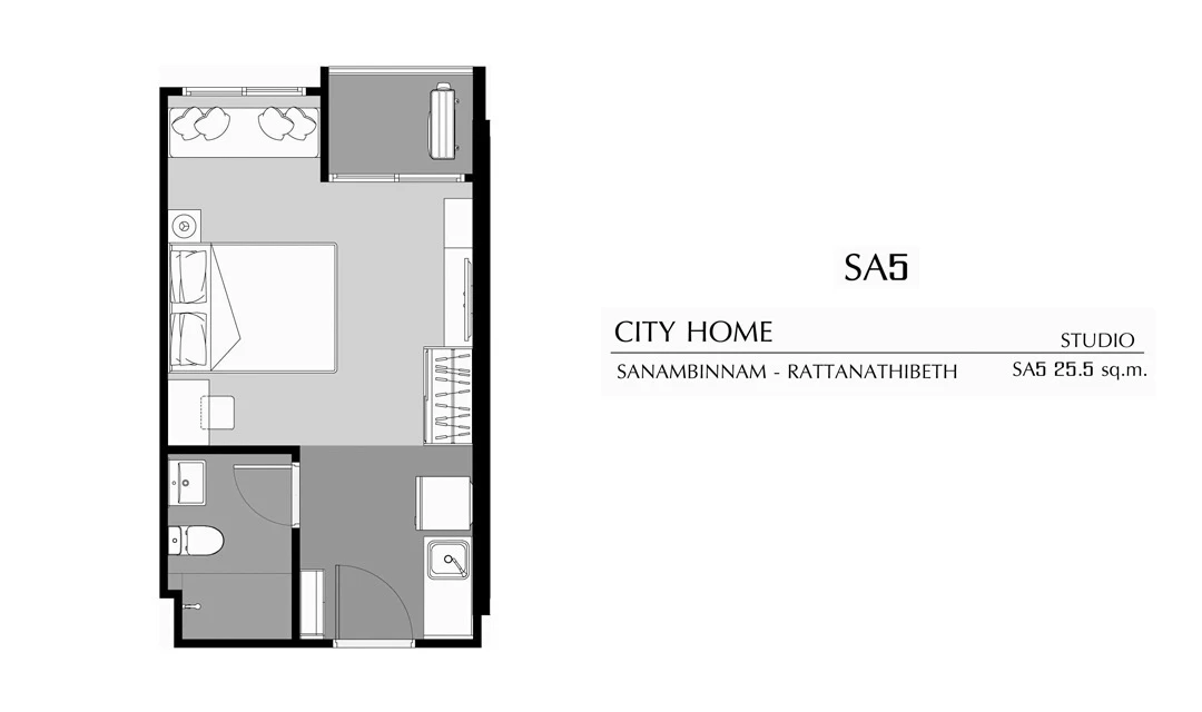 ซิตี้โฮม สนามบินน้ำ - รัตนาธิเบศร์ : STUDIO SA5 的蓝图 1